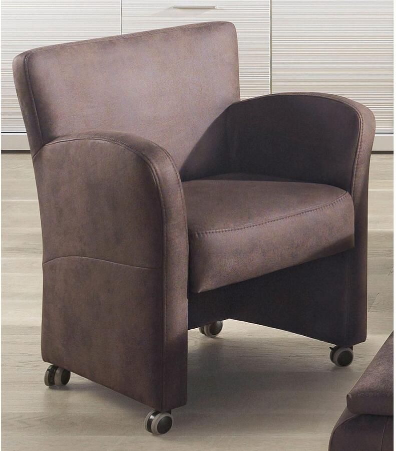 Exxpo sofa fashion Fauteuil Cortado loungestoel op wielen smalle armleuningen comfortabel