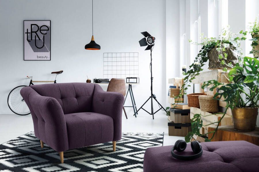 Exxpo sofa fashion Fauteuil Soraya met houten poten vrij plaatsbaar