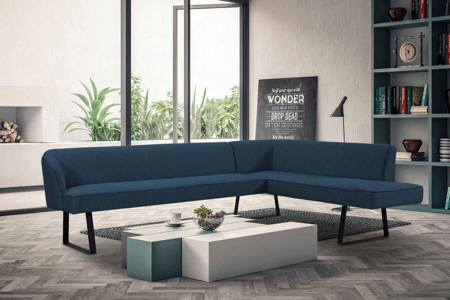 Exxpo sofa fashion Hoekbank Americano met opstaande naad en metalen poten bekleding in verschillende kwaliteiten