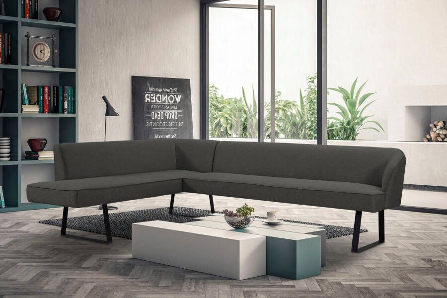 Exxpo sofa fashion Hoekbank Americano met opstaande naad en metalen poten bekleding in verschillende kwaliteiten