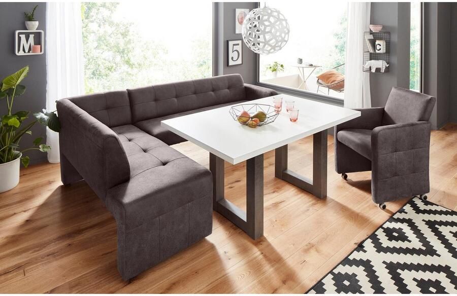 Exxpo sofa fashion Hoekbank Barista met geweldige detailafwerking hoge bodemvrijheid Comfortabele zithoogte 49 cm vrij in de ruimte te plaatsen