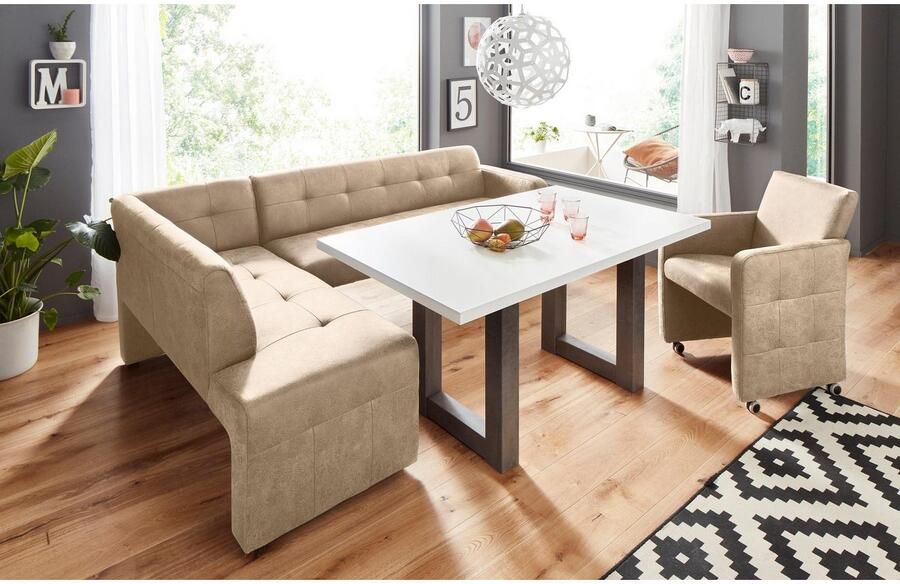 Exxpo sofa fashion Hoekbank Barista met geweldige detailafwerking hoge bodemvrijheid Comfortabele zithoogte 49 cm vrij in de ruimte te plaatsen