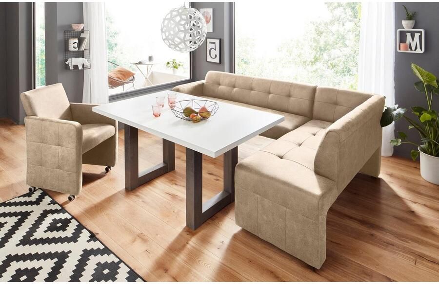 Exxpo sofa fashion Hoekbank Barista met geweldige detailafwerking hoge bodemvrijheid Comfortabele zithoogte 49 cm vrij in de ruimte te plaatsen