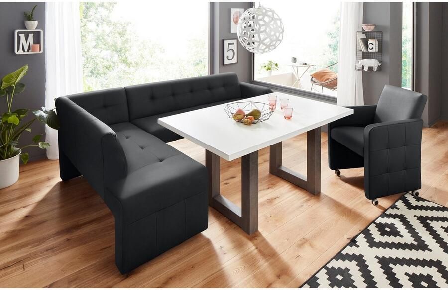 Exxpo sofa fashion Hoekbank Barista met geweldige detailafwerking hoge bodemvrijheid Comfortabele zithoogte 49 cm vrij in de ruimte te plaatsen