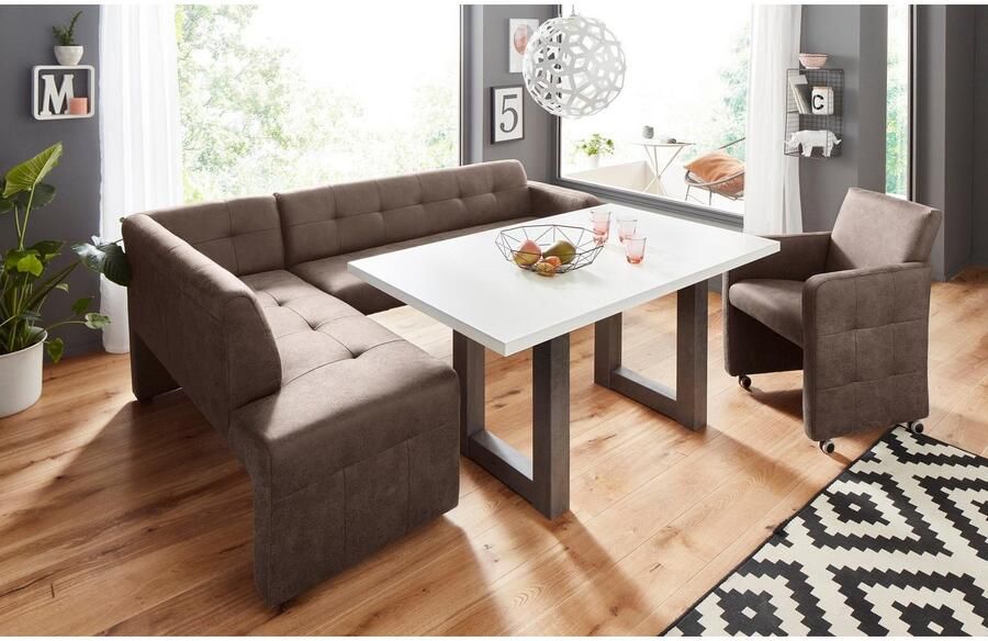 Exxpo sofa fashion Hoekbank Barista met geweldige detailafwerking hoge bodemvrijheid Comfortabele zithoogte 49 cm vrij in de ruimte te plaatsen