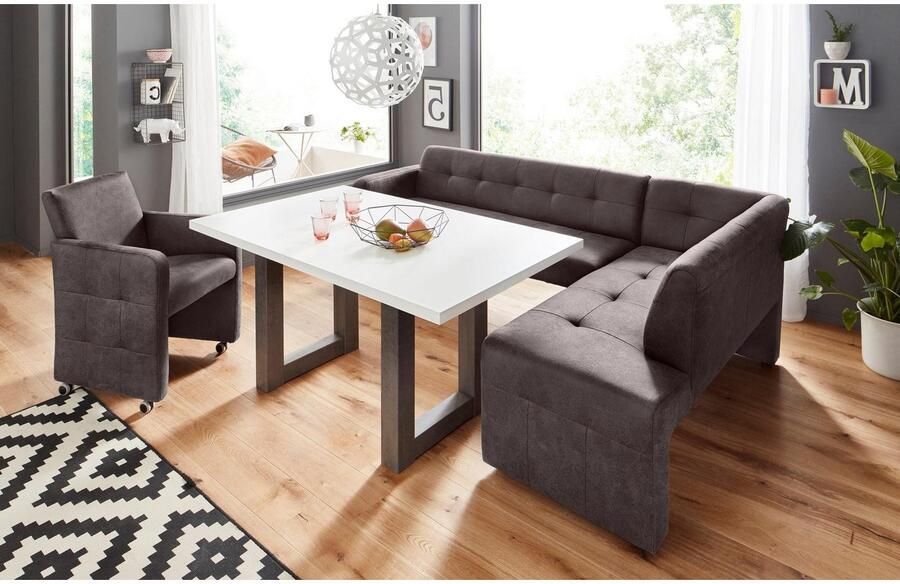 Exxpo sofa fashion Hoekbank Barista met geweldige detailafwerking hoge bodemvrijheid Comfortabele zithoogte 49 cm vrij in de ruimte te plaatsen