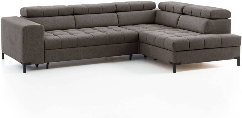 Exxpo sofa fashion Hoekbank Bocco Naar keuze met slaapfunctie en bedkist 5 verstelbare hoofdsteunen