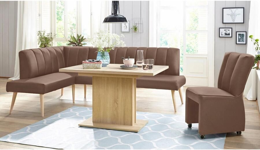 Exxpo sofa fashion Hoekbank Costa moderne rugstikking comfortabel en elegant hoge houten voet