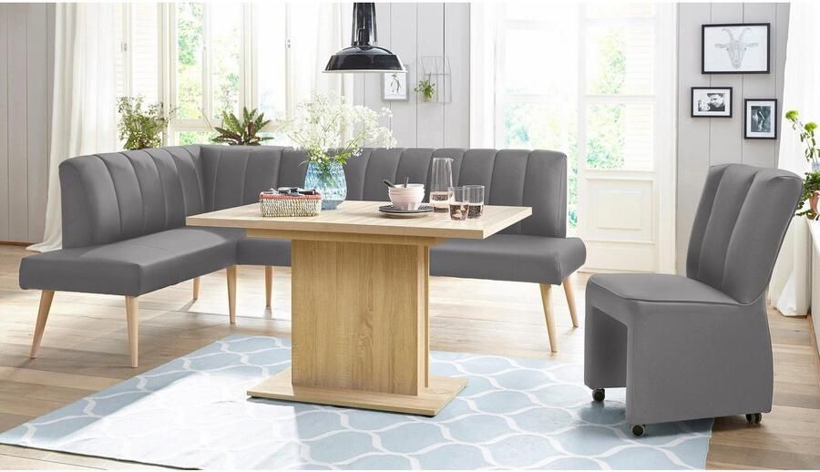 Exxpo sofa fashion Hoekbank Costa moderne rugstikking comfortabel en elegant hoge houten voet