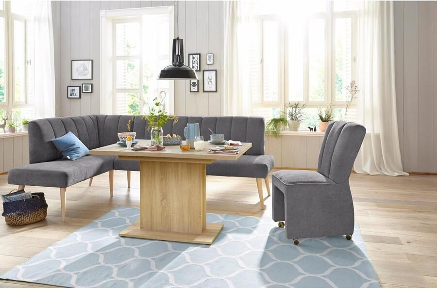 Exxpo sofa fashion Hoekbank Costa moderne rugstikking comfortabel en elegant hoge houten voet