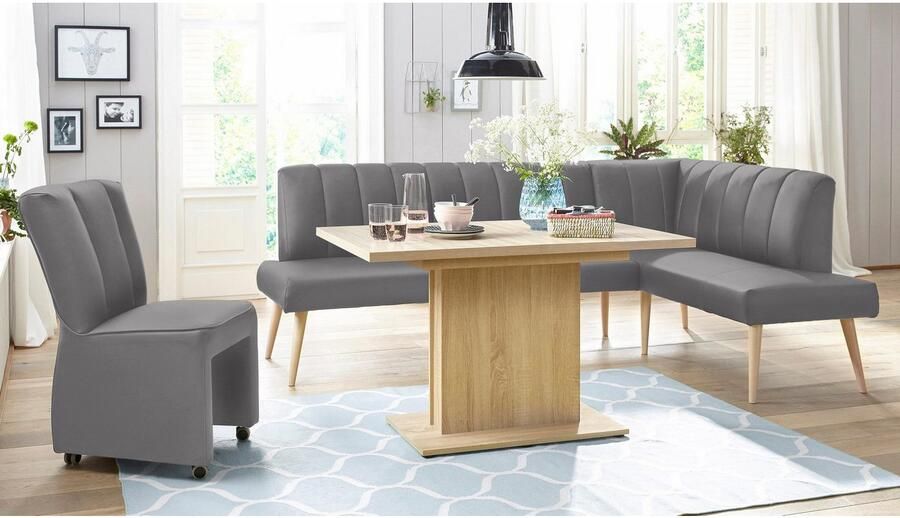 Exxpo sofa fashion Hoekbank Costa moderne rugstikking comfortabel en elegant hoge houten voet