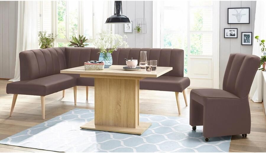 Exxpo sofa fashion Hoekbank Costa moderne rugstikking comfortabel en elegant hoge houten voet