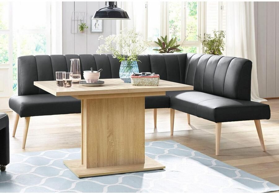 Exxpo sofa fashion Hoekbank Costa moderne rugstikking comfortabel en elegant hoge houten voet