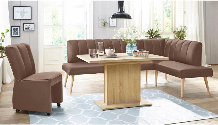 Exxpo sofa fashion Hoekbank Costa moderne rugstikking comfortabel en elegant hoge houten voet