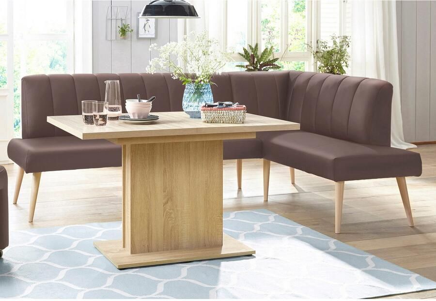 Exxpo sofa fashion Hoekbank Costa moderne rugstikking comfortabel en elegant hoge houten voet