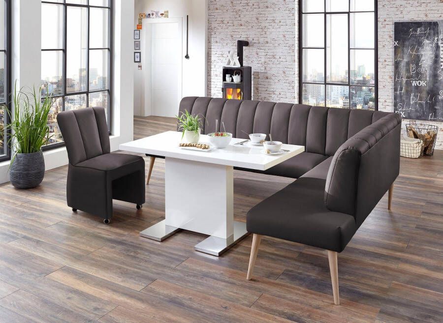 Exxpo sofa fashion Hoekbank Costa moderne rugstikking comfortabel en elegant hoge houten voet