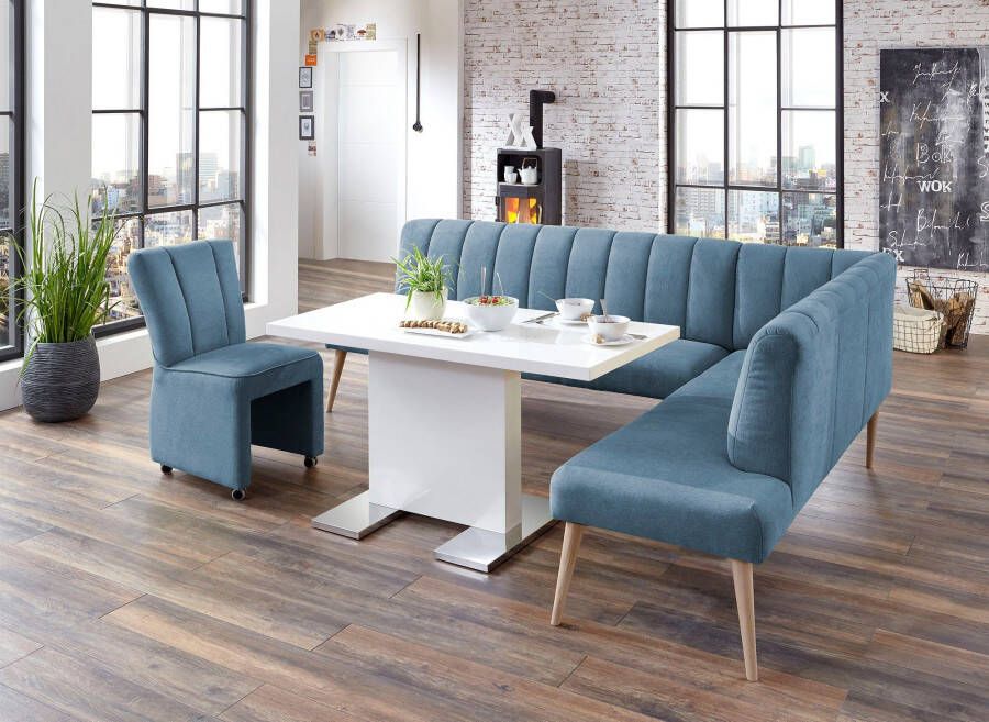 Exxpo sofa fashion Hoekbank Costa moderne rugstikking comfortabel en elegant hoge houten voet