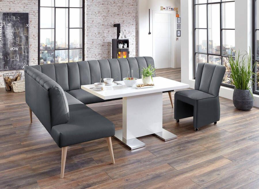 Exxpo sofa fashion Hoekbank Costa moderne rugstikking comfortabel en elegant hoge houten voet