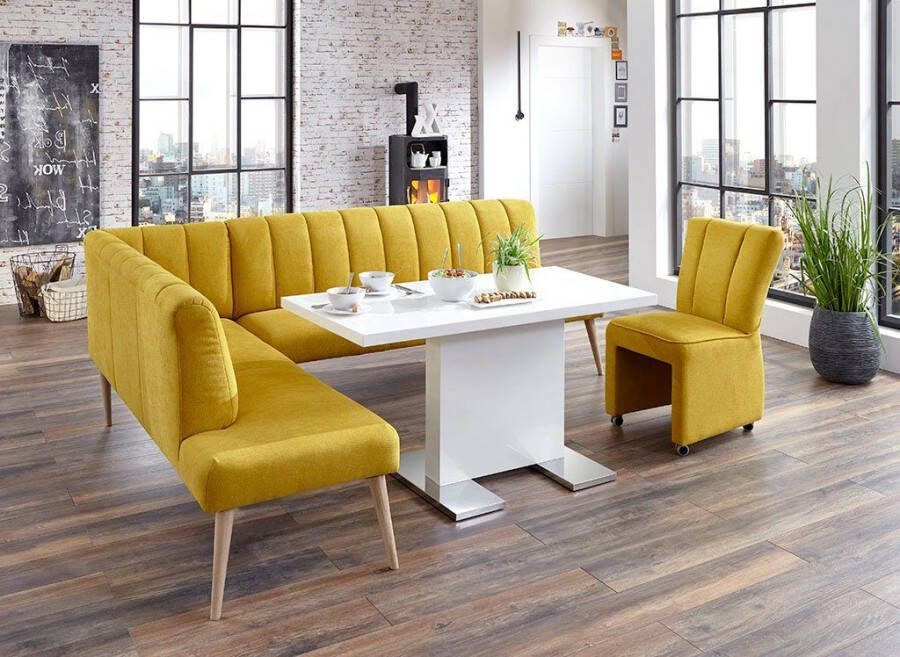 Exxpo sofa fashion Hoekbank Costa moderne rugstikking comfortabel en elegant hoge houten voet