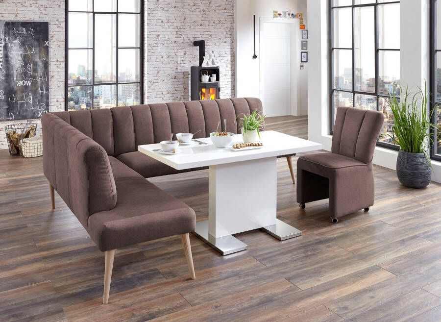 Exxpo sofa fashion Hoekbank Costa moderne rugstikking comfortabel en elegant hoge houten voet
