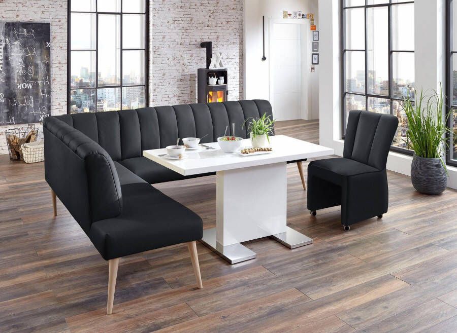 Exxpo sofa fashion Hoekbank Costa moderne rugstikking comfortabel en elegant hoge houten voet