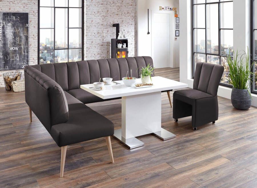 Exxpo sofa fashion Hoekbank Costa moderne rugstikking comfortabel en elegant hoge houten voet