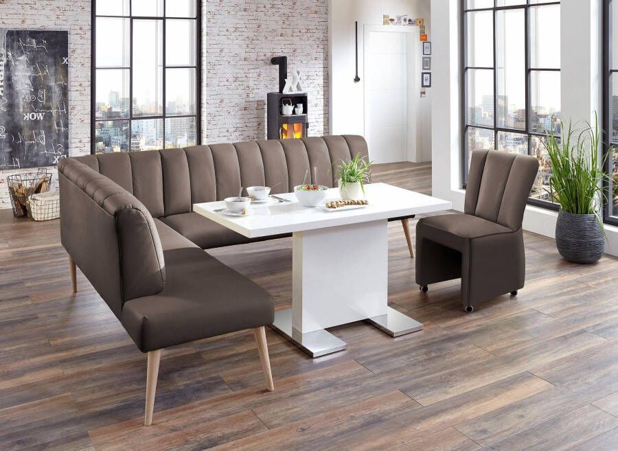 Exxpo sofa fashion Hoekbank Costa moderne rugstikking comfortabel en elegant hoge houten voet