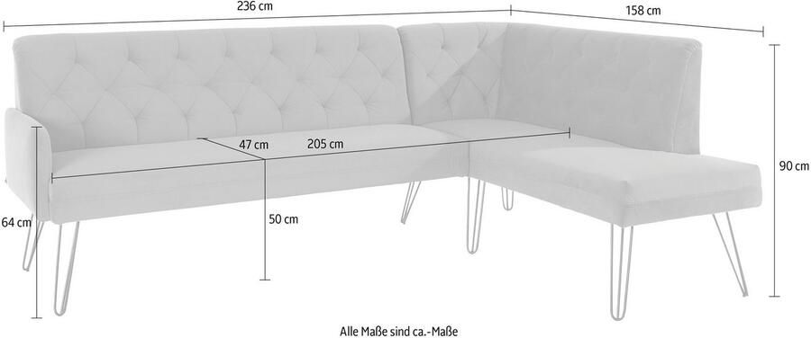 Exxpo sofa fashion Hoekbank Doppio Chesterfield look comfortabel en handig hoge designvoeten