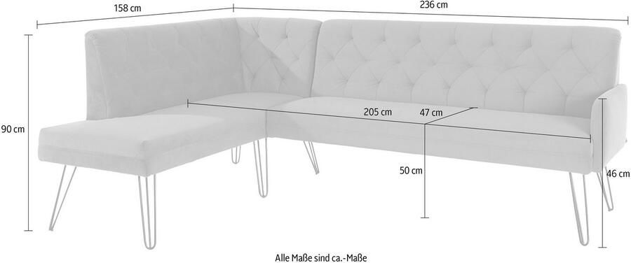 Exxpo sofa fashion Hoekbank Doppio Chesterfield look comfortabel en handig hoge designvoeten