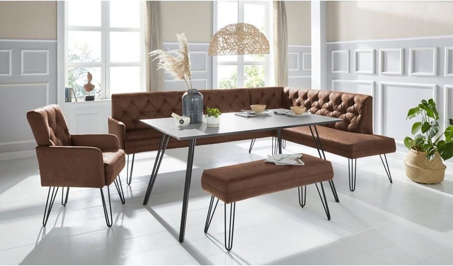 Exxpo sofa fashion Hoekbank Doppio Chesterfield look comfortabel en handig hoge designvoeten