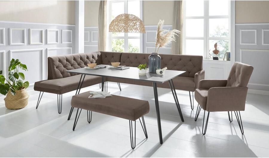 Exxpo sofa fashion Hoekbank Doppio Chesterfield look comfortabel en handig hoge designvoeten