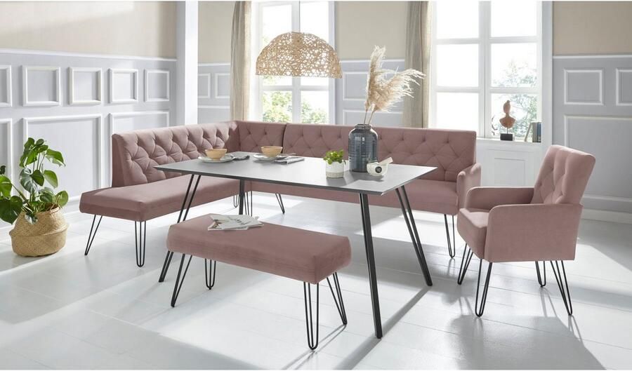 Exxpo sofa fashion Hoekbank Doppio Chesterfield look comfortabel en handig hoge designvoeten