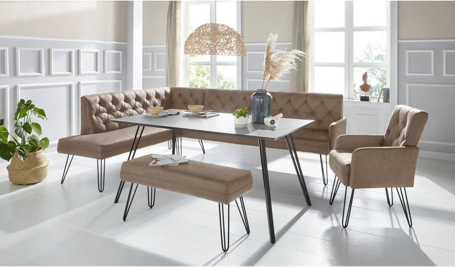 Exxpo sofa fashion Hoekbank Doppio Chesterfield look comfortabel en handig hoge designvoeten