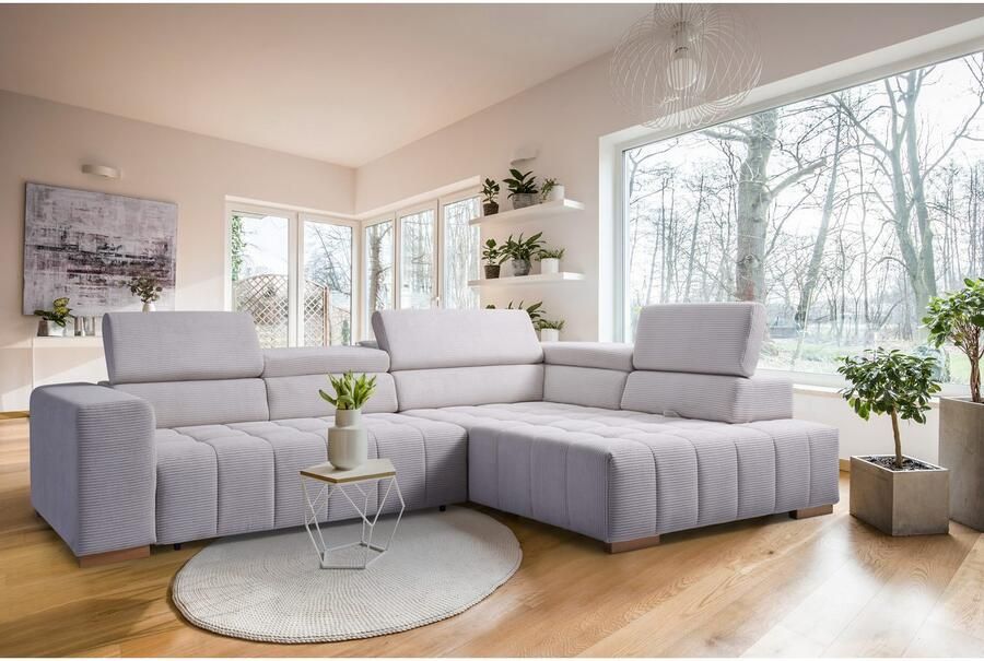 Exxpo sofa fashion Hoekbank Elianos hoog zitcomfort verfijnde kruisstepping in de zitting L-vorm