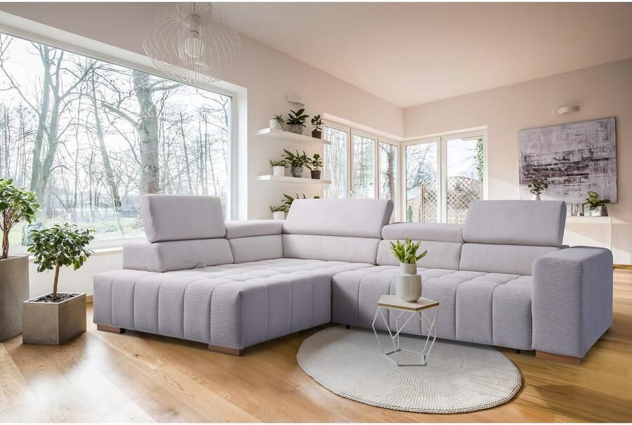 Exxpo sofa fashion Hoekbank Elianos hoog zitcomfort verfijnde kruisstepping in de zitting L-vorm