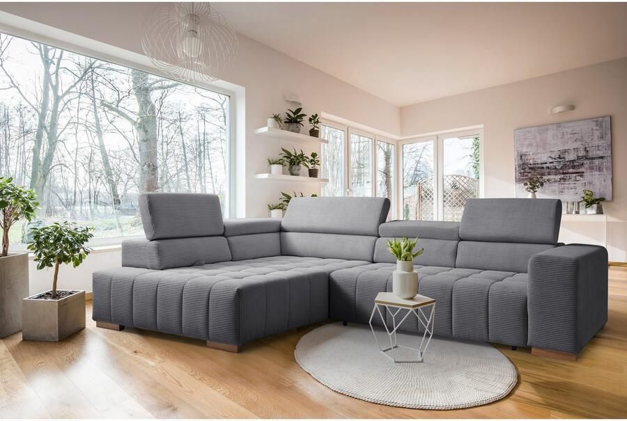 Exxpo sofa fashion Hoekbank Elianos hoog zitcomfort verfijnde kruisstepping in de zitting L-vorm