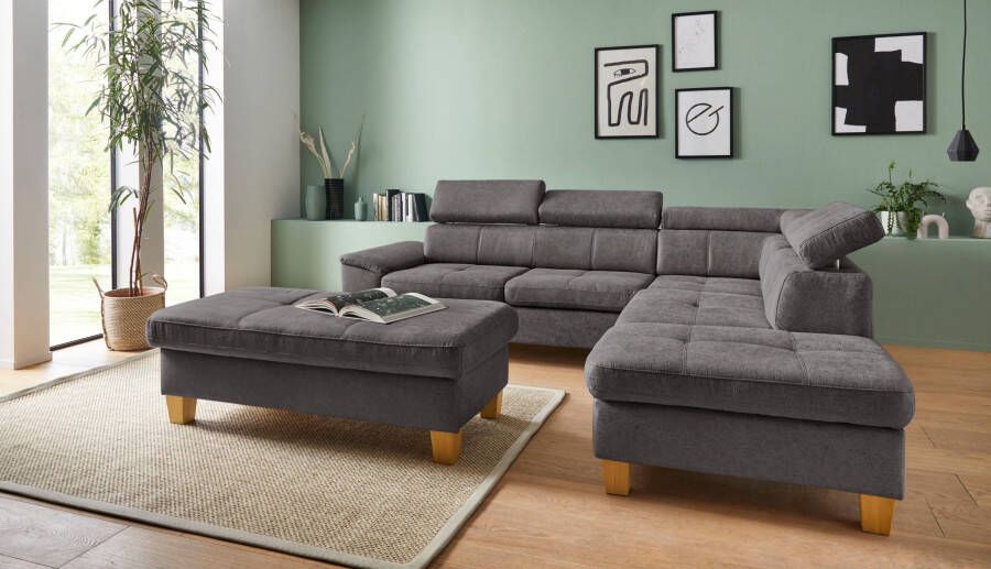 Exxpo sofa fashion Hoekbank Enya met verstelbare hoofdsteun slaapfunctie naar keuze en bedkist