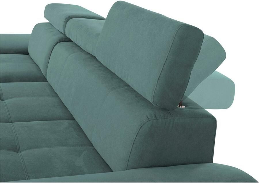 Exxpo sofa fashion Hoekbank Enya uitgebreide afwerking hoog zitcomfort comfortabel L-vorm inclusief verstelbare hoofdsteun naar keuze met slaapfunctie en bedkist