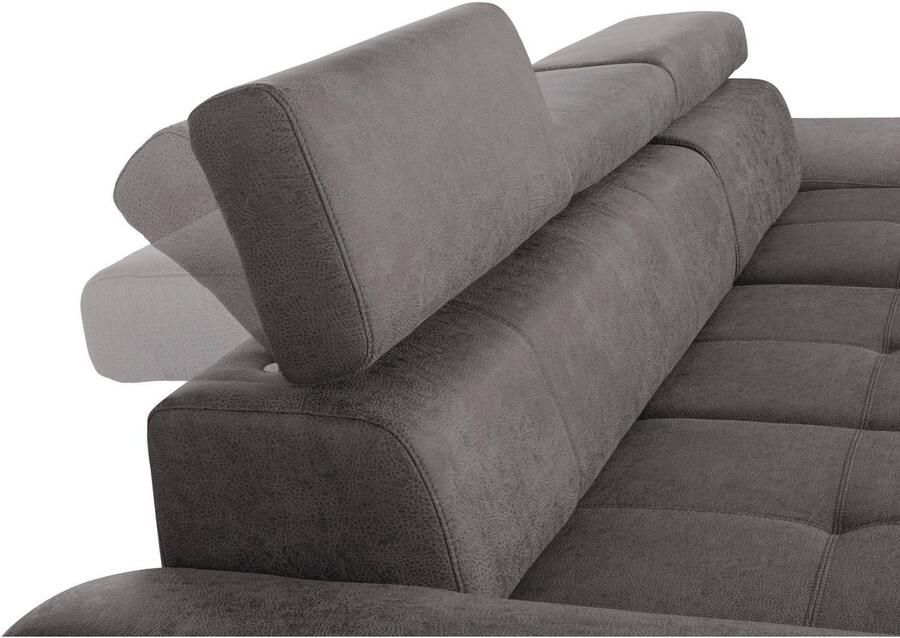 Exxpo sofa fashion Hoekbank Enya uitgebreide afwerking hoog zitcomfort comfortabel L-vorm inclusief verstelbare hoofdsteun naar keuze met slaapfunctie en bedkist