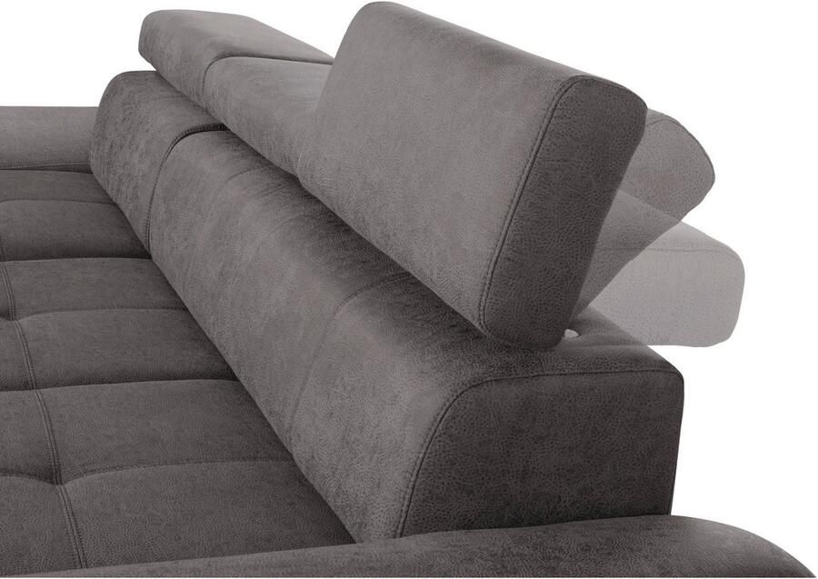Exxpo sofa fashion Hoekbank Enya uitgebreide afwerking hoog zitcomfort comfortabel L-vorm inclusief verstelbare hoofdsteun naar keuze met slaapfunctie en bedkist