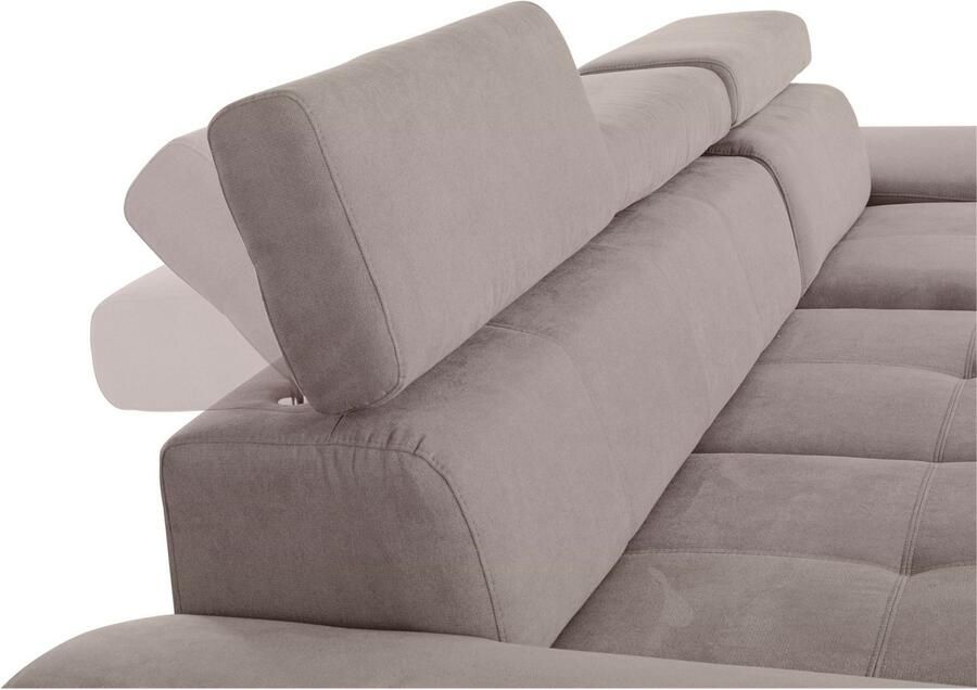 Exxpo sofa fashion Hoekbank Enya uitgebreide afwerking hoog zitcomfort comfortabel L-vorm inclusief verstelbare hoofdsteun naar keuze met slaapfunctie en bedkist