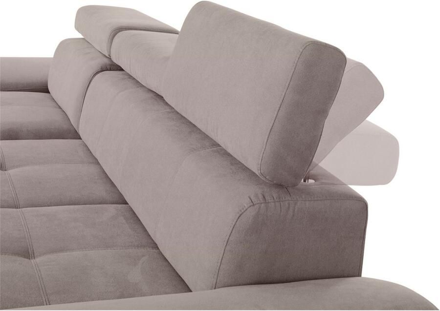 Exxpo sofa fashion Hoekbank Enya uitgebreide afwerking hoog zitcomfort comfortabel L-vorm inclusief verstelbare hoofdsteun naar keuze met slaapfunctie en bedkist