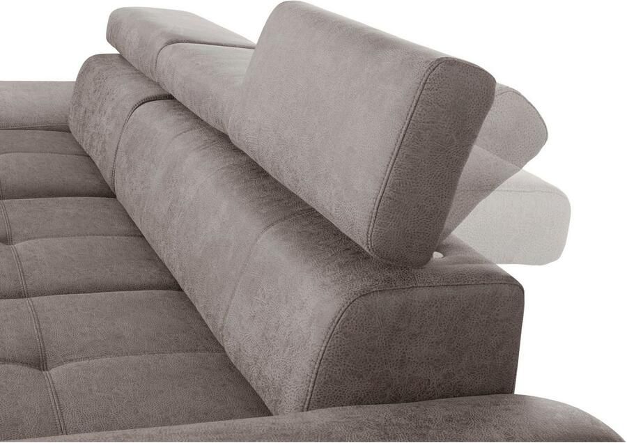 Exxpo sofa fashion Hoekbank Enya uitgebreide afwerking hoog zitcomfort comfortabel L-vorm inclusief verstelbare hoofdsteun naar keuze met slaapfunctie en bedkist