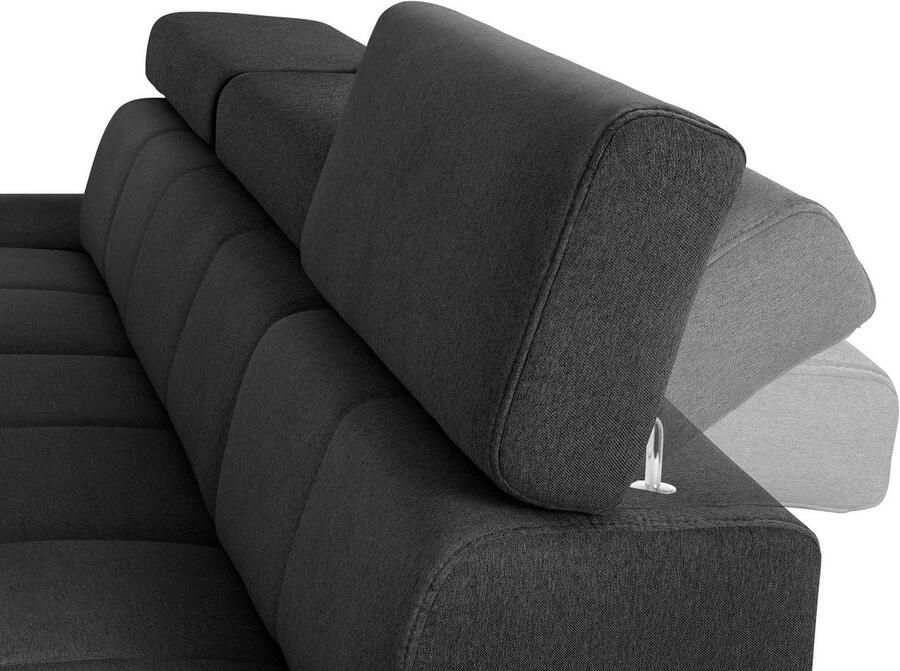 Exxpo sofa fashion Hoekbank Fiji hoogwaardige afwerking in zitting en rug L-vorm comfortabel door hoofd- en armverstelling optioneel met bedfunctie