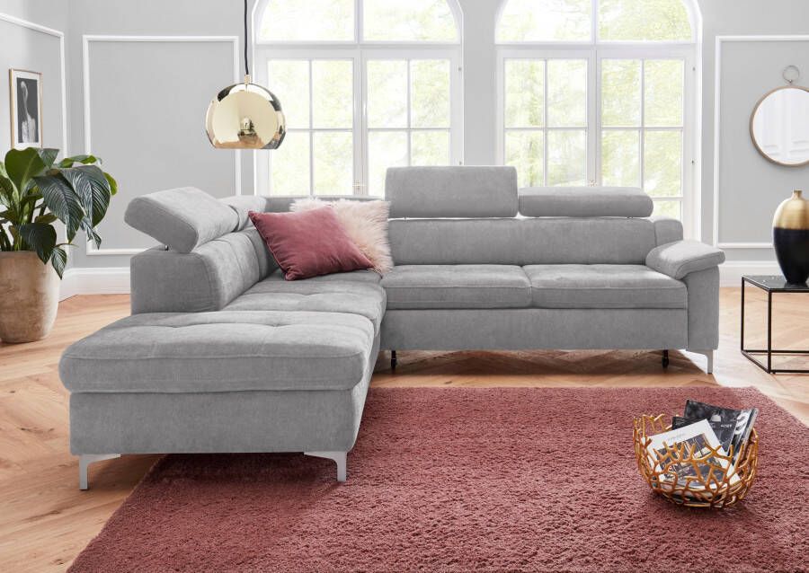 Exxpo sofa fashion Hoekbank Florenz comfortabel en handig geweldige afwerking L-vorm inclusief verstelbare hoofdsteun naar keuze met slaapfunctie en bedkist