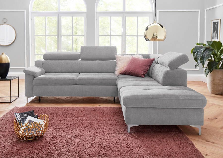 Exxpo sofa fashion Hoekbank Florenz comfortabel en handig geweldige afwerking L-vorm inclusief verstelbare hoofdsteun naar keuze met slaapfunctie en bedkist