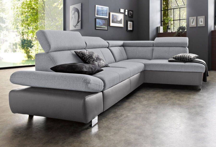 Exxpo sofa fashion Hoekbank Happy met ottomane en naar keuze met slaapfunctie en bedkist