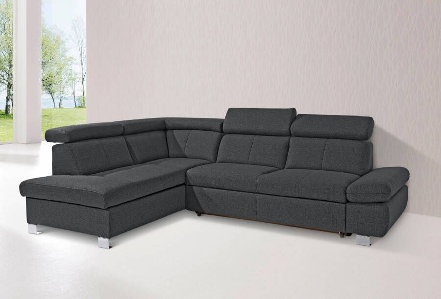 Exxpo sofa fashion Hoekbank Happy met ottomane en naar keuze met slaapfunctie en bedkist