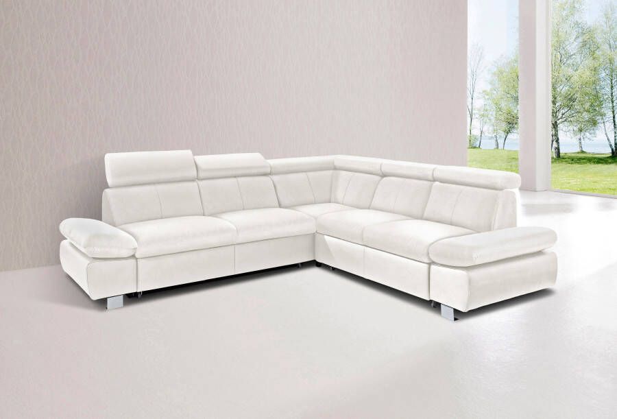 Exxpo sofa fashion Hoekbank Happy modern en comfortabel L-vorm inclusief hoofdeinde- en armleuningverstelling optioneel met bedfunctie leer