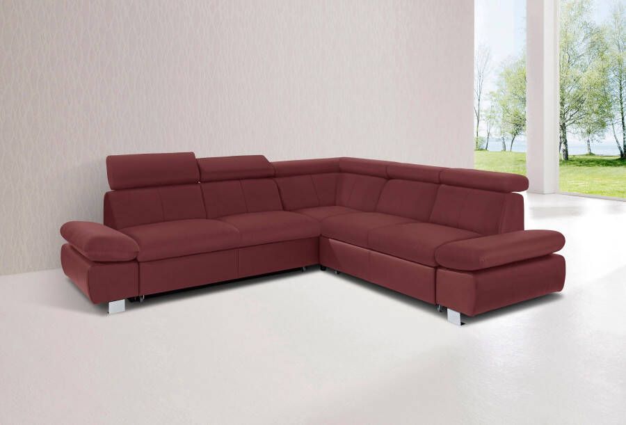 Exxpo sofa fashion Hoekbank Happy modern en comfortabel L-vorm inclusief hoofdeinde- en armleuningverstelling optioneel met bedfunctie leer